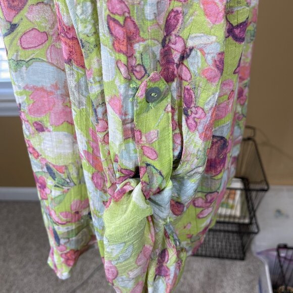 Zac & Rachel Blouse Top Button Front Green Floral Size 1X New - Picture 5 of 8